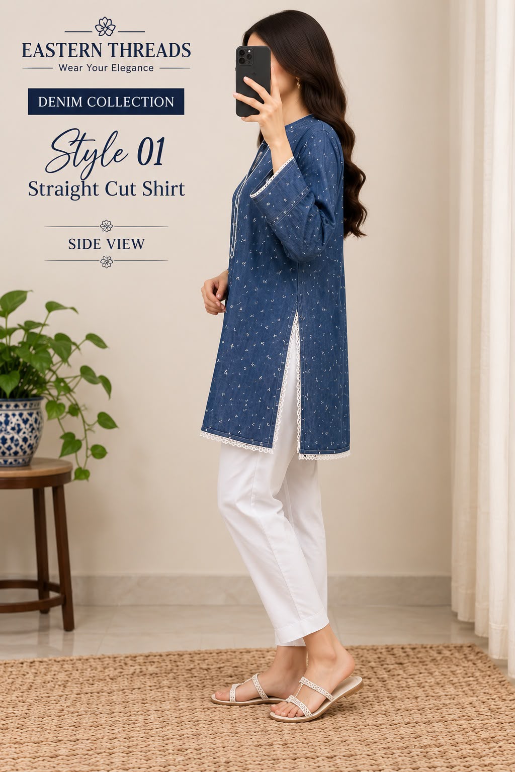 Straight Cut Shirt Blue