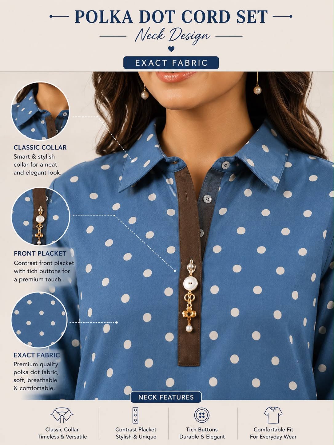 Blue Polka Dot Cord Set